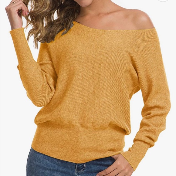 Feiersi Sweaters - FEIERSI NWT Good Yellow Knit Sweater Off Shoulder Top Size Medium